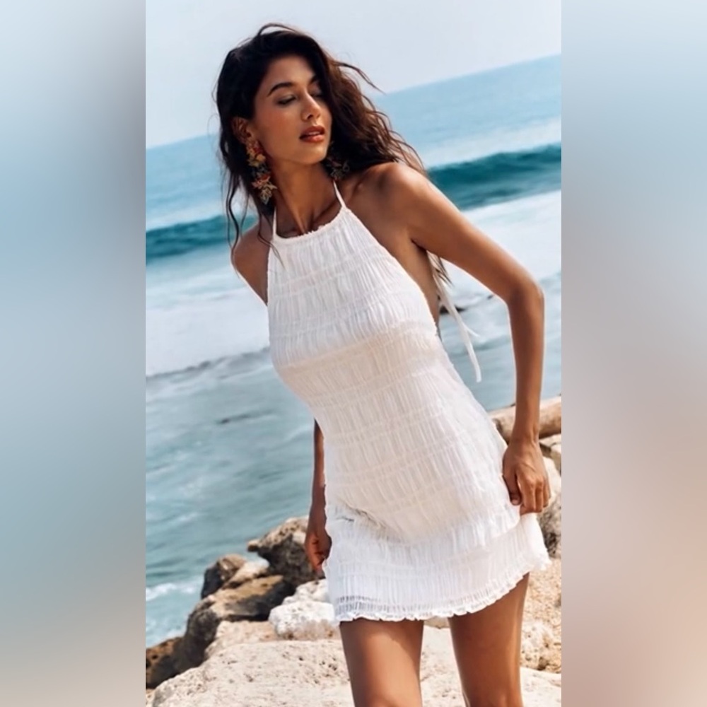 White Halter Beach Dress